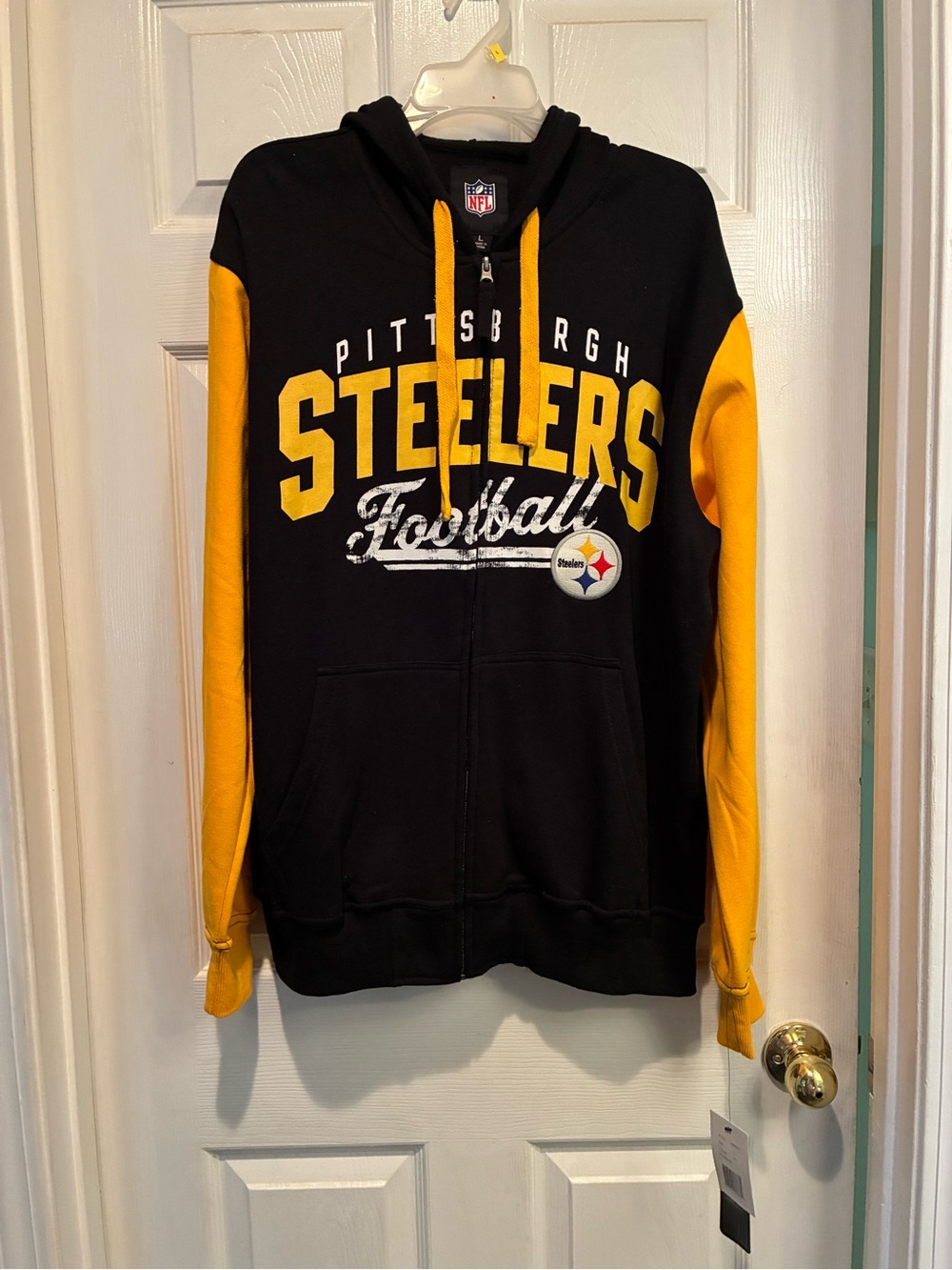 NWT! NFL Pittsburgh Steelers Football Black & Gold Full-Zip Hoodie